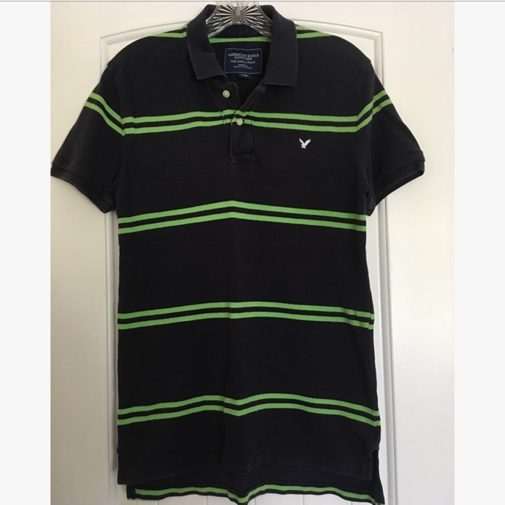 🦅 American Eagle Navy & Green Eagle Polo